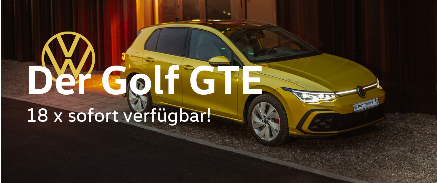 18 x sofort verfügbar! Sportlich und effizient – der VW Golf GTE für 299,- € mtl.¹ im Gewerbeleasing weckt neue Impulse.