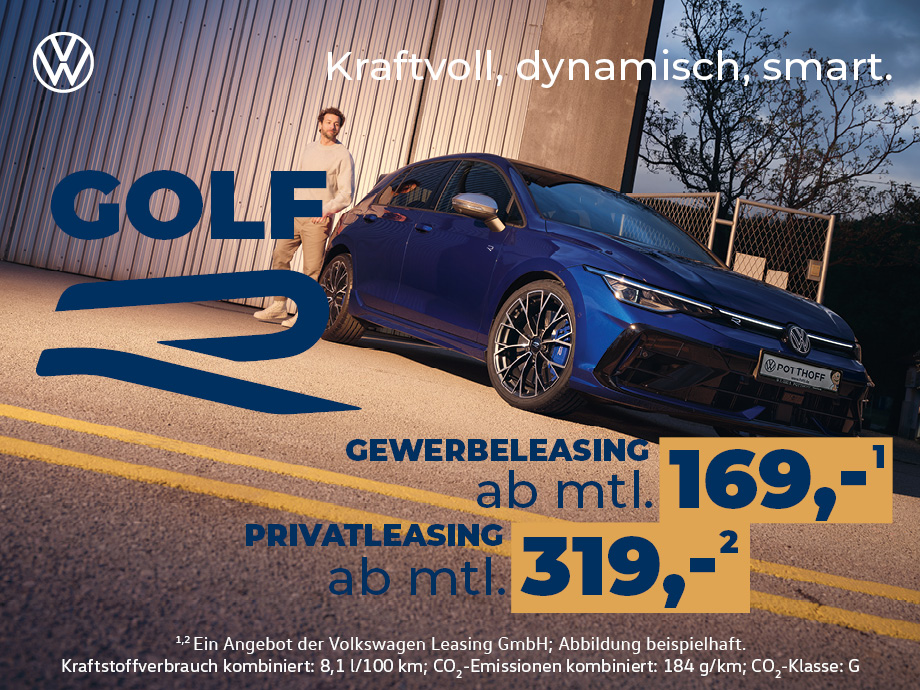 Der neue Golf R – jetzt mit 333 PS! Sichern Sie sich das neue Golf R Modell ab 169,- € mtl.