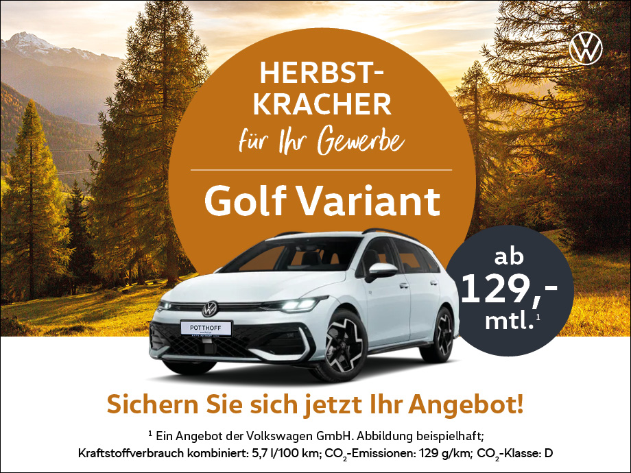 Herbstkracher für Ihr Gewerbe: Der Golf Variant R-Line ab mtl. nur 129,- €¹!