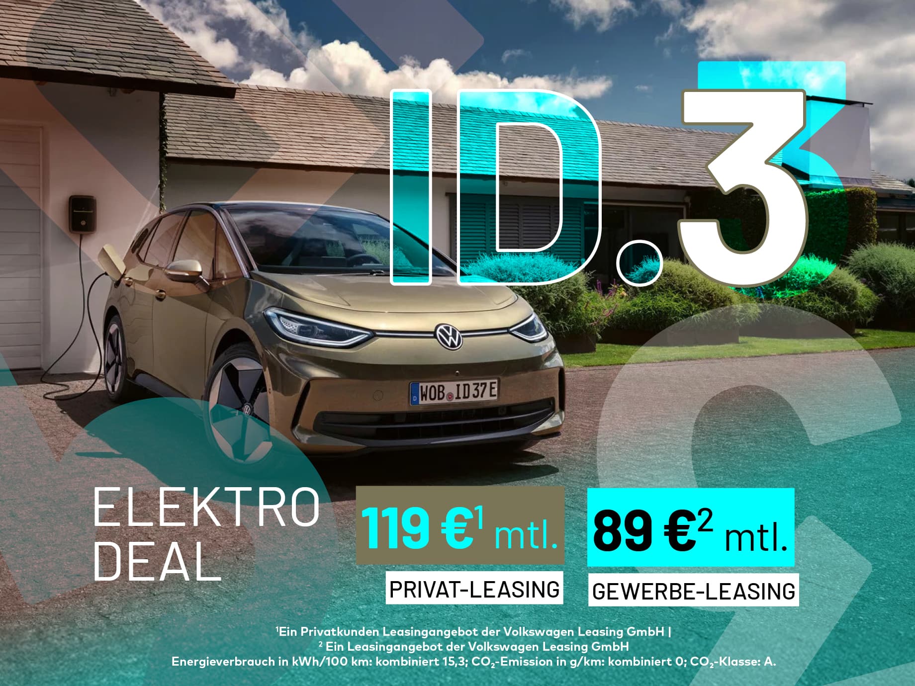 Die größte Elektro-Initiative: Den VW ID.3 Pro fahren für unglaubliche 119,- EUR im Monat.