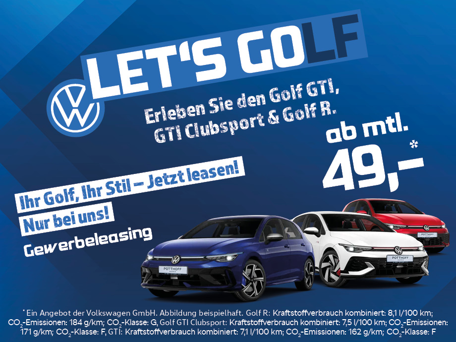 Nutzen Sie jetzt die Chance auf unser Golf-Gewerbeleasing ab nur 49,- € mtl.¹